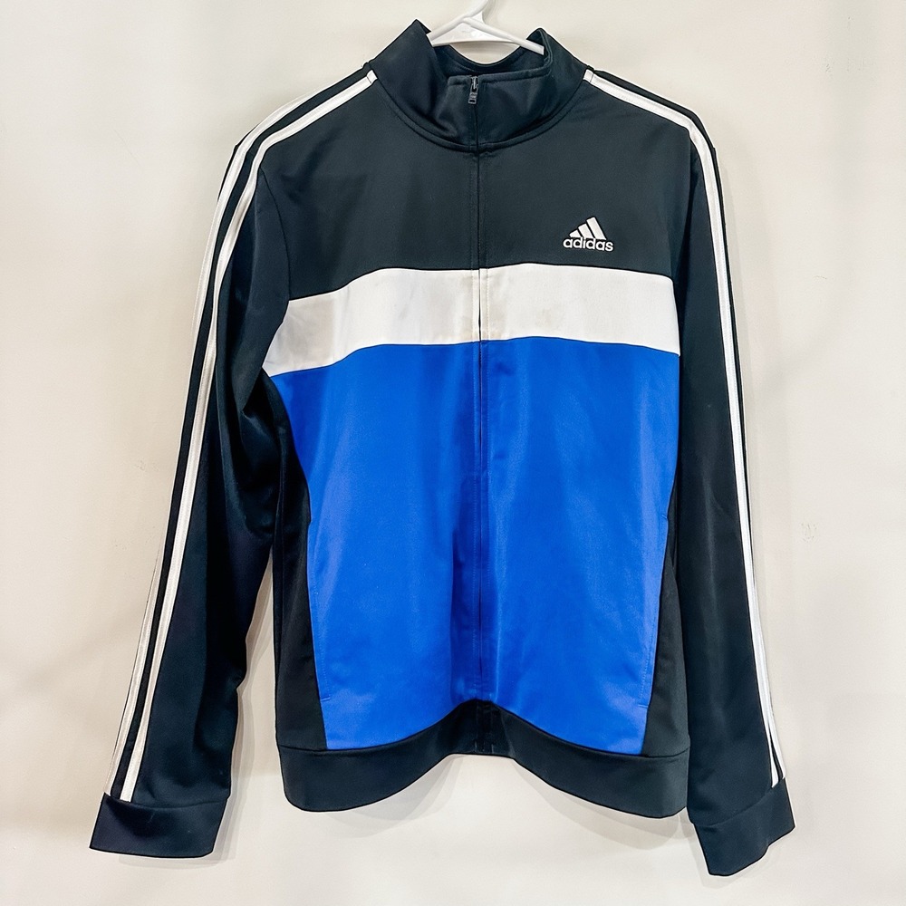 Adidas Boys XL‎ 18/20 Full Zip Blue and Black Long Sleeve Track Jacket